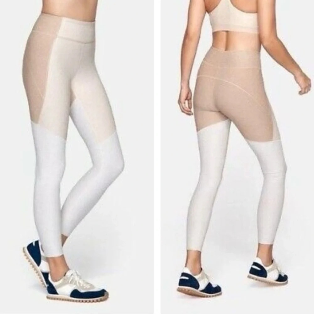 Outdoor Voices 7/8 Tri-Tone Leggings in Desert/ Oatmeal/Cloud‎ Size S